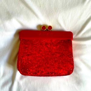 Miu Miu Red Sequin Clutch.